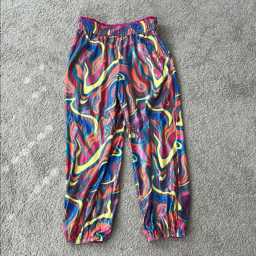 Alden Adair Sequin Printed Jogger Pants Size Medium
